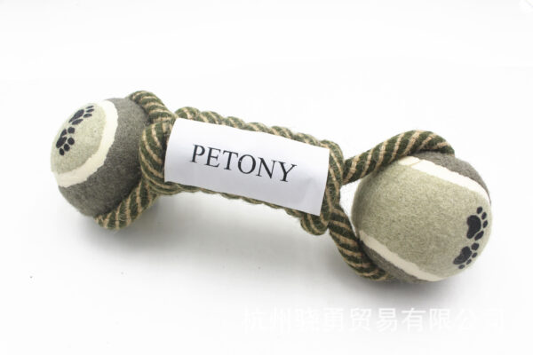 🦴 Rope Ball Toy for Dogs – Dumbbell Chew Toy with Tennis Ball - Image 3