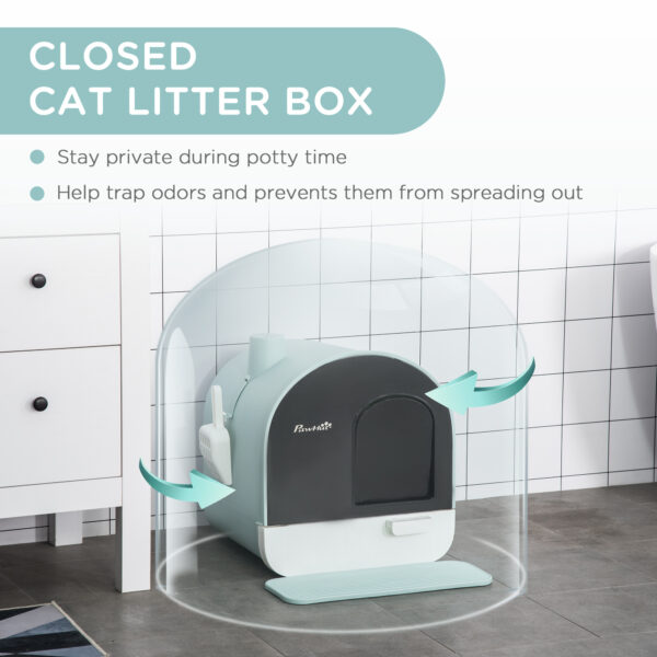 Cat Litter Box with Lid – Indoor Enclosed Box with Tray - Image 3