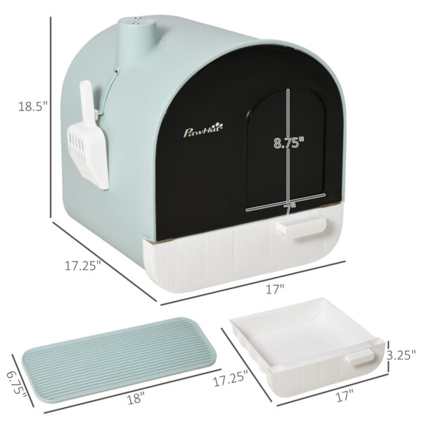 Cat Litter Box with Lid – Indoor Enclosed Box with Tray - Image 7