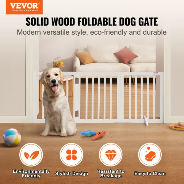 VEVOR Freestanding Pet Gate – 3-Panel Foldable Barrier for Dogs - Image 2