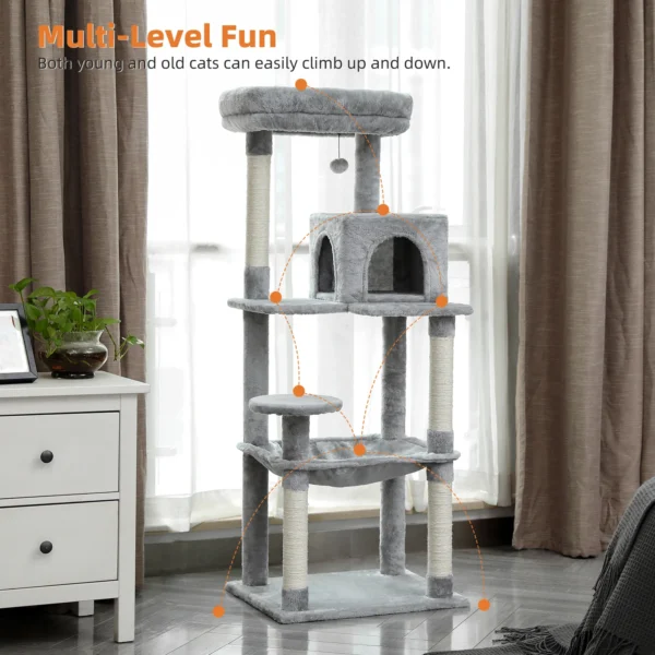Cat Tree for Large Cats – 5-Level Indoor Tower with Hammock - Image 6