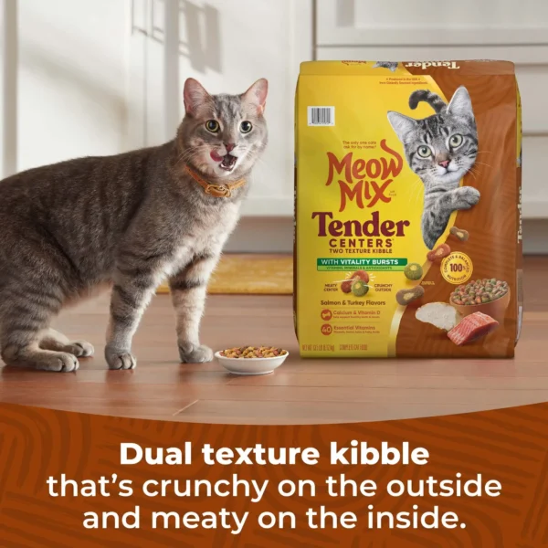 Meow Mix Tender Centers Soft Dry Cat Food – Salmon & Turkey Flavors - Image 4