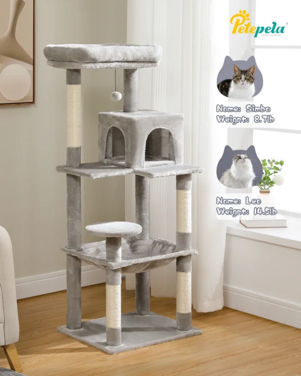 Cat Tree for Large Cats – 5-Level Indoor Tower with Hammock