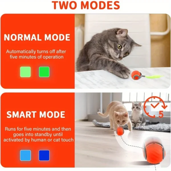 Interactive Cat Toy Ball with Feather – USB Rechargeable Smart Ball for Indoor Cats - Image 7