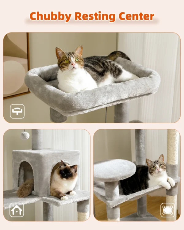Cat Tree for Large Cats – 5-Level Indoor Tower with Hammock - Image 10