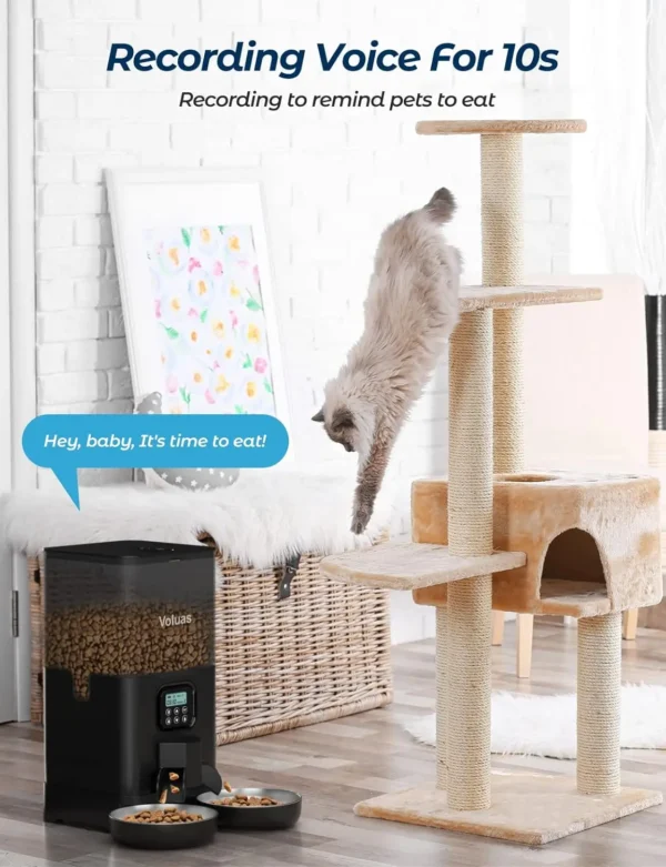 Voluas Automatic Feeder for Cats – Double Bowl Timed Dispenser with 6L Capacity - Image 5