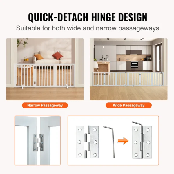 VEVOR Freestanding Pet Gate – 3-Panel Foldable Barrier for Dogs - Image 3
