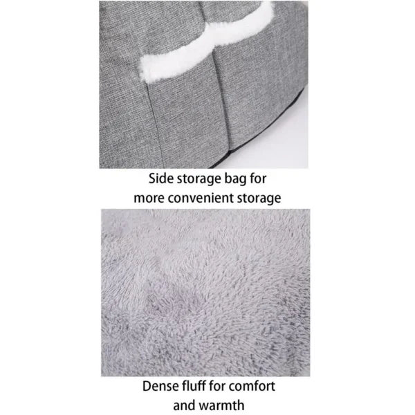 🐾 Cave Bed for Cats – Warm Covered Cat House with Side Pockets - Image 12