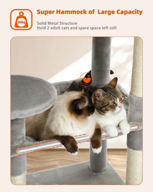 Cat Tree for Large Cats – 5-Level Indoor Tower with Hammock - Image 8