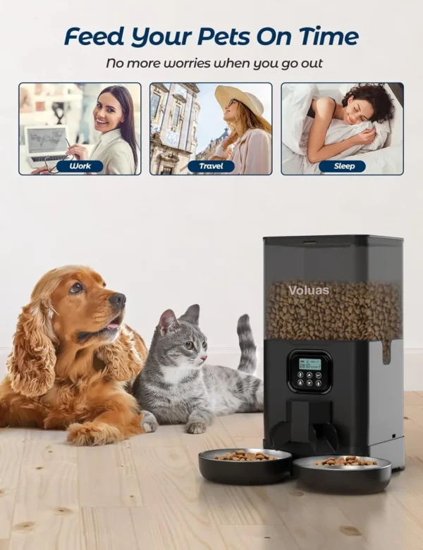 Voluas Automatic Feeder for Cats – Double Bowl Timed Dispenser with 6L Capacity - Image 7