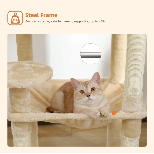 Cat Tree for Large Cats – 5-Level Indoor Tower with Hammock - Image 5