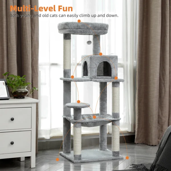 Cat Tree for Large Cats – 5-Level Indoor Tower with Hammock - Image 2