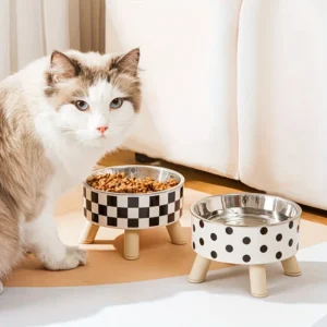 Elevated Stainless Steel Cat Bowl – Anti-Slip, Neck Protection Feeding Tray for Cats