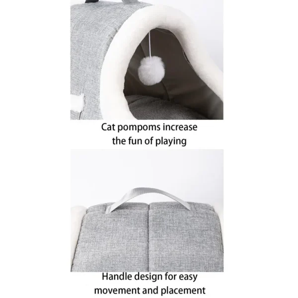 🐾 Cave Bed for Cats – Warm Covered Cat House with Side Pockets - Image 11