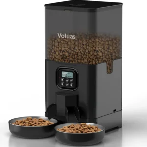 Voluas Automatic Feeder for Cats – Double Bowl Timed Dispenser with 6L Capacity