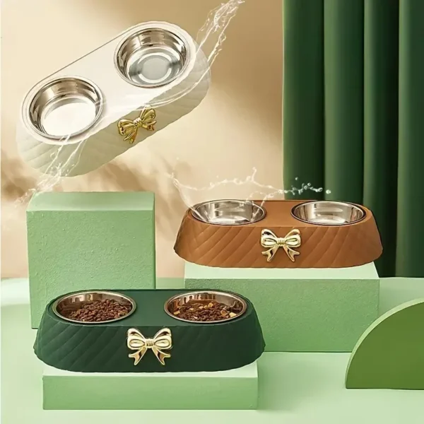 Wooden Dog Food and Water Bowls Set - Image 2