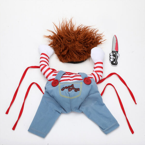 Dog Halloween Costume – Funny Adjustable Pet Outfit with Wig & Foam Knife - Image 6