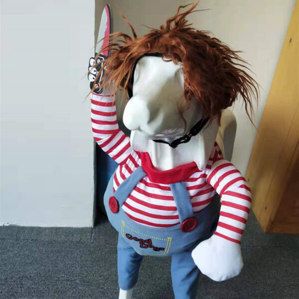Dog Halloween Costume – Funny Adjustable Pet Outfit with Wig & Foam Knife - Image 5