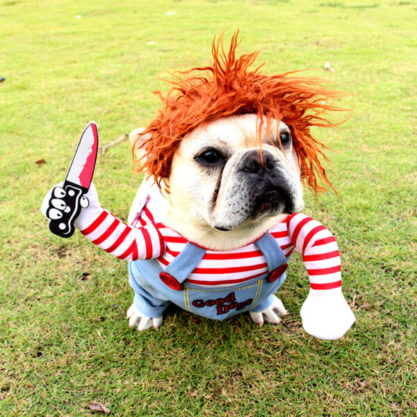 Dog Halloween Costume – Funny Adjustable Pet Outfit with Wig & Foam Knife - Image 8
