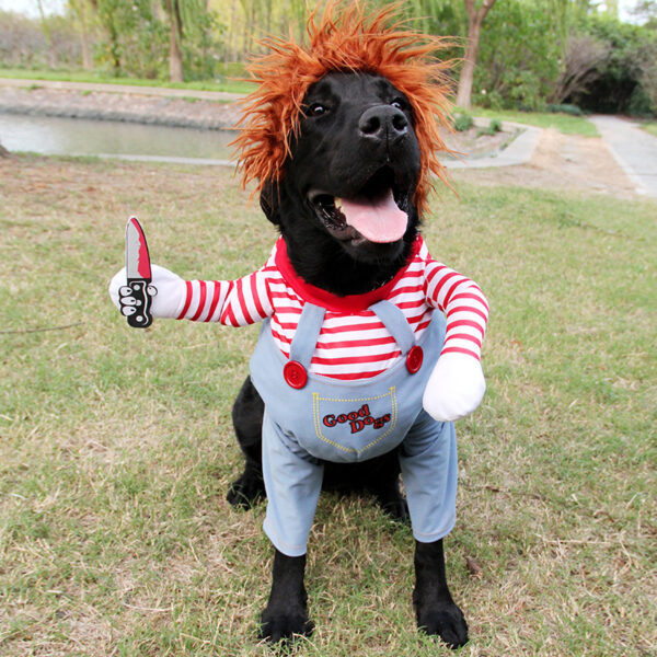 Dog Halloween Costume – Funny Adjustable Pet Outfit with Wig & Foam Knife - Image 7