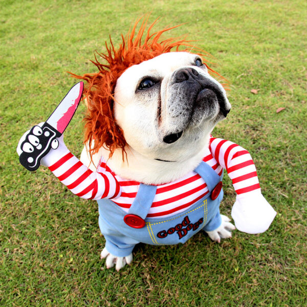 Dog Halloween Costume – Funny Adjustable Pet Outfit with Wig & Foam Knife - Image 9