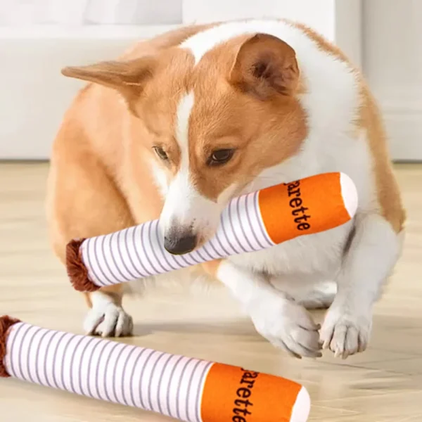 Squeaky Cigar Dog Toy – Plush Teething & Chew Fun - Image 2