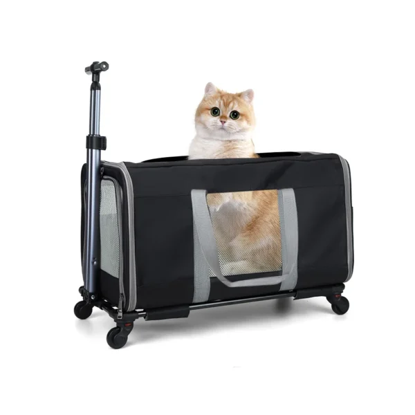 Cat Carrier with Wheels for Two Cats – Travel Trolley Bag - Image 6