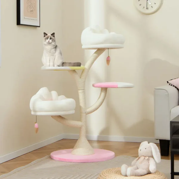 Multi-Layer Cat Tower – Wooden Cat Tree with 2 Perches - Image 2