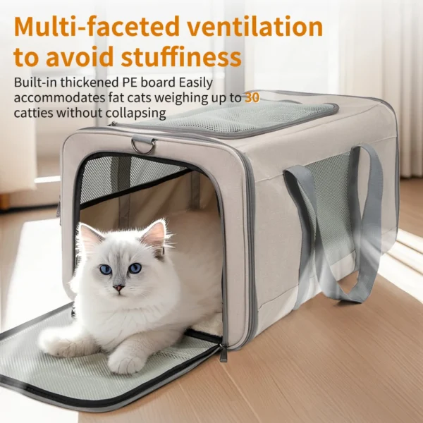 Cat Carrier with Wheels for Two Cats – Travel Trolley Bag - Image 2