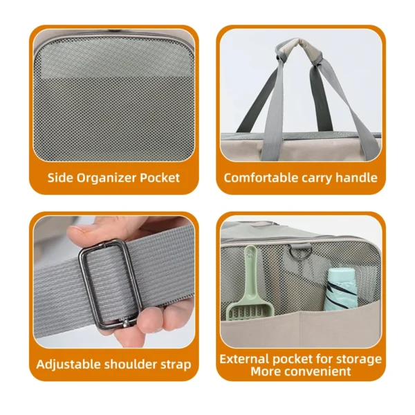 Cat Carrier with Wheels for Two Cats – Travel Trolley Bag - Image 4