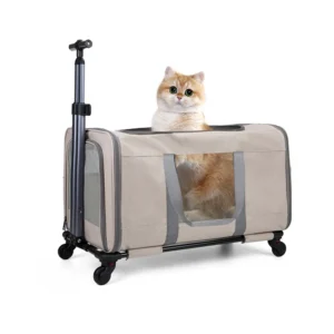 Cat Carrier with Wheels for Two Cats – Travel Trolley Bag