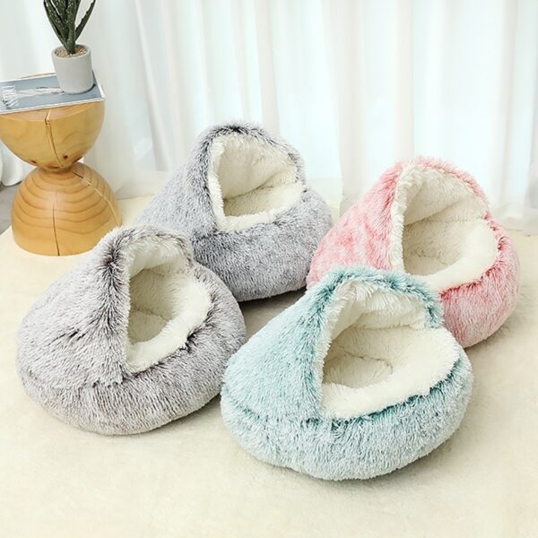 Cat Cave Bed – Faux Fur Cozy Covered Nest for Cats & Small Pets - Image 2