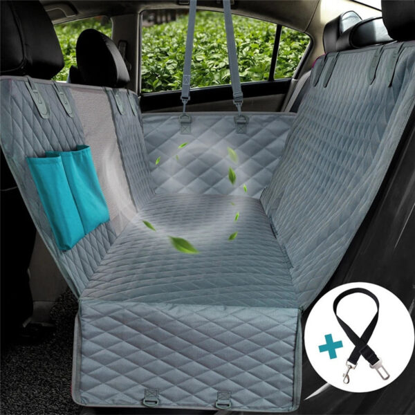 Grey Mesh Quilted Waterproof Pet Car Seat Mat – All-Season - Image 7
