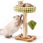 Mewoo 2-in-1 Cat Scratching Post & Bed – Sisal Scratcher with Ball Track Toys