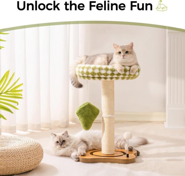 Mewoo 2-in-1 Cat Scratching Post & Bed – Sisal Scratcher with Ball Track Toys - Image 5