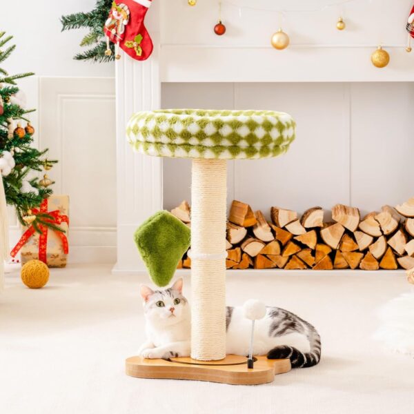 Mewoo 2-in-1 Cat Scratching Post & Bed – Sisal Scratcher with Ball Track Toys - Image 3