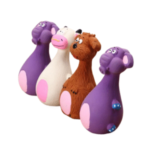 🐾 4pcs Cute Latex Dog Chew Toys – Squeaky Interactive Set