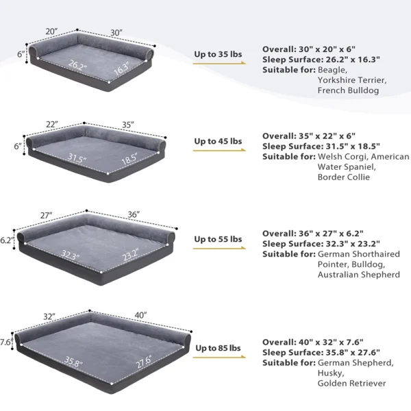 Orthopedic L-Shaped Waterproof Dog Sofa Bed - Image 6