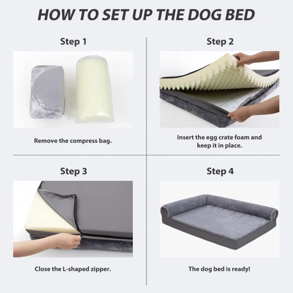 Orthopedic L-Shaped Waterproof Dog Sofa Bed - Image 5