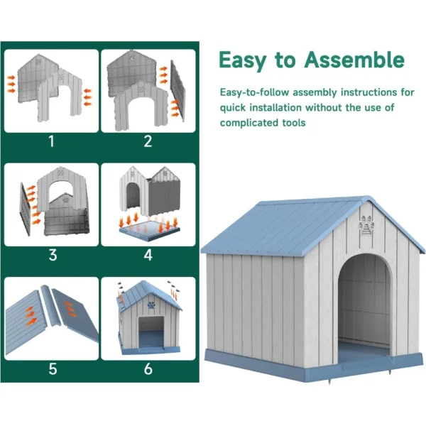 38″ Large Outdoor Dog House – Durable Resin, Water-Resistant - Image 6