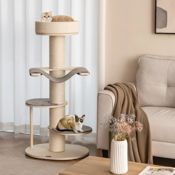 Top Perch Modern Wooden Cat Tree Tower - Image 3