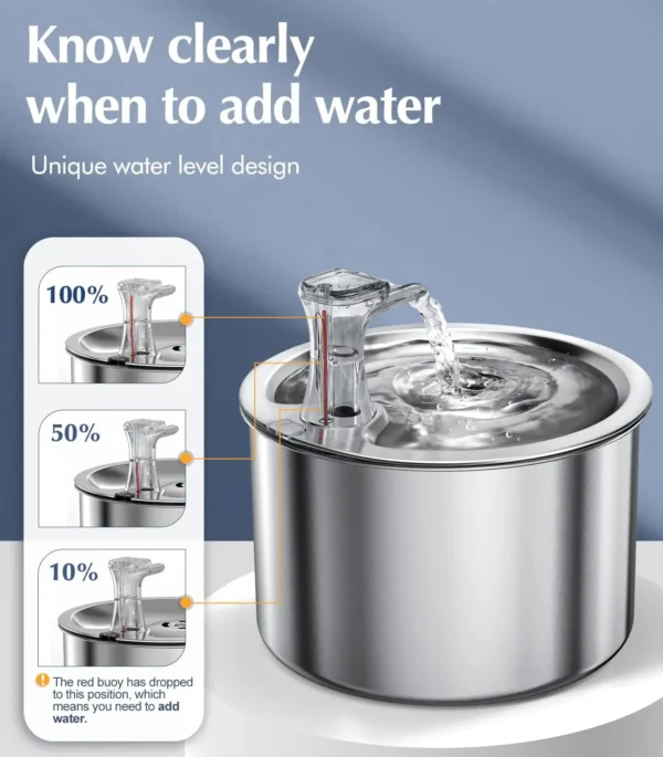 2L Stainless Steel Automatic Pet Water Fountain with Optional Sensor & Heater - Image 4