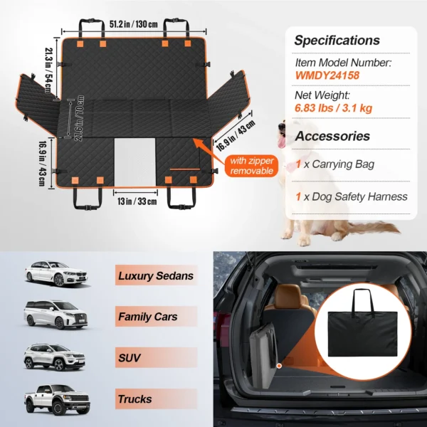 Dog Car Bed Hammock – Back Seat Extender (350lbs Support) - Image 8