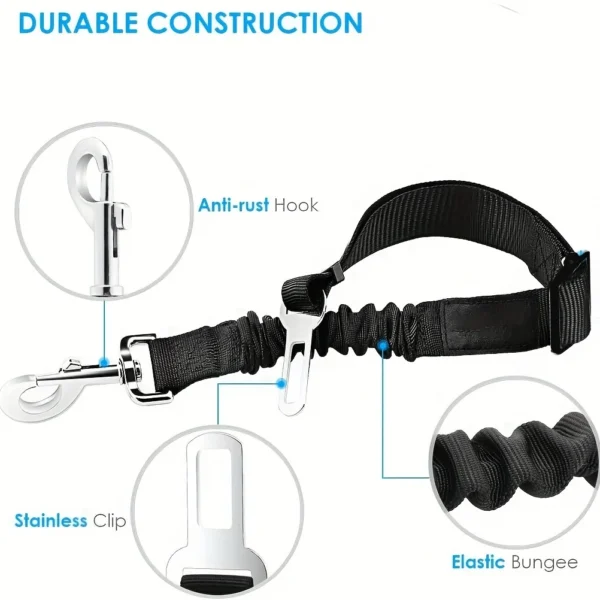 Adjustable Pet Car Seat Belt – Safety Harness Clip for Dogs & Cats - Image 4