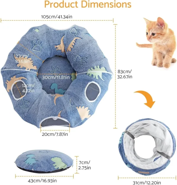 Foldable Cat Tunnel with Washable Bed – 4 Entry Points - Image 6