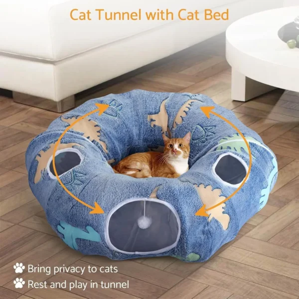 Foldable Cat Tunnel with Washable Bed – 4 Entry Points - Image 5