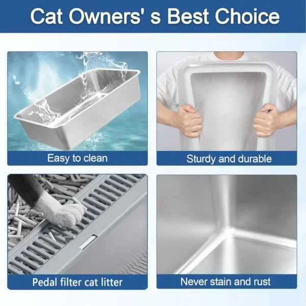 Premium Leak-Proof Stainless Cat Litter Box - Image 5