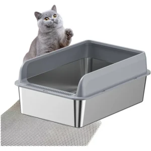 Premium Leak-Proof Stainless Cat Litter Box