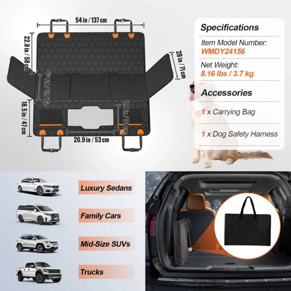Dog Car Bed Hammock – Back Seat Extender (350lbs Support) - Image 7