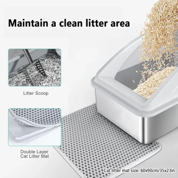 Premium Leak-Proof Stainless Cat Litter Box - Image 2